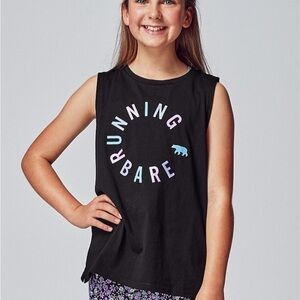 Running Bare Kids Black Tank with Logo 12 girls